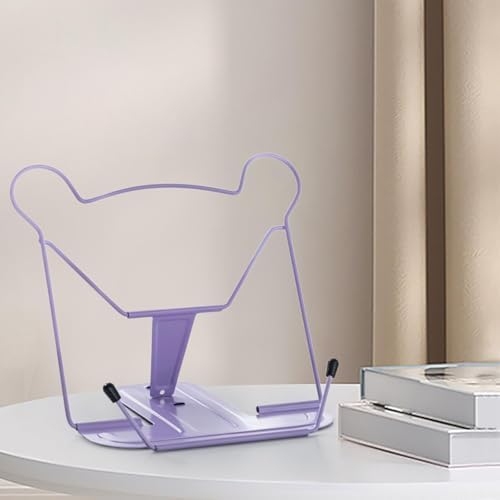 Elegant Metal Book Display Stand in Purple