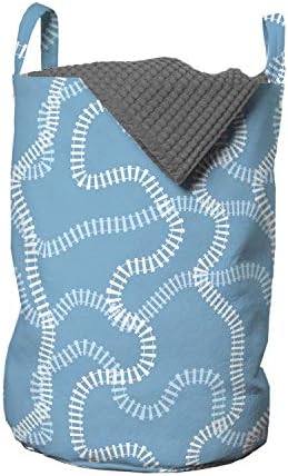 Ambesonne Train Track Laundry Bag - 13 x 19 Blue Pale Blue White