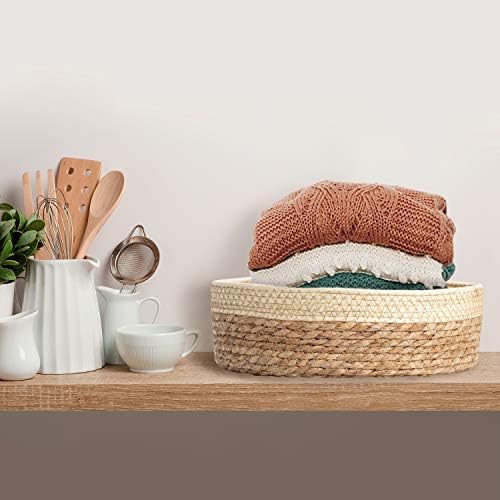 Round Rattan Baskets Set for Kitchen Pantry Bathroom Storage