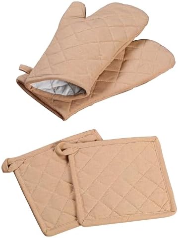 Softopia Cotton Oven Mitts Potholders Set of 4 Beige