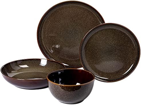 Gibson Elite Edwina Double Bowl Dinnerware Set for 4 16pcs