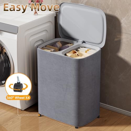 TODAYGO Laundry Hamper with Lid and Wheels 50L 1