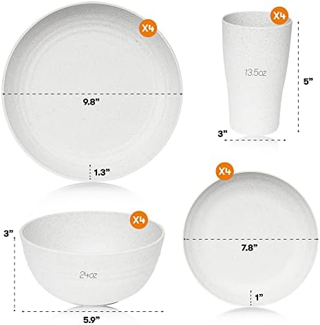 SWEVEN Wheat Straw Dinnerware Set for 4