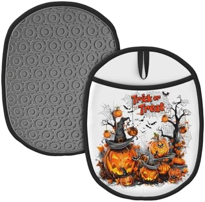 Buewutiry Halloween Silicone Oven Mitts with Pocket and Hanging Loop