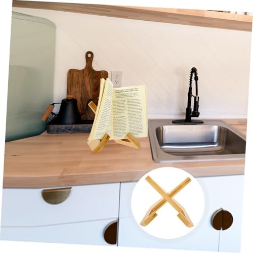 Portable Mini Wooden Recipe Bookstand for Kitchen and Home Use
