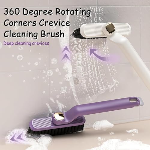360 Rotating Crevice Cleaning Brush - Hard Bristle for Kitchen Bathroom
