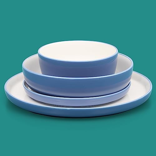 Sur La Table Two-Tone Porcelain Dinnerware Set - BlueWhite 16pcs 1