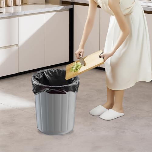 2Pack 5 Gallon Grey Plastic Trash Can Durable and Easy to Clean