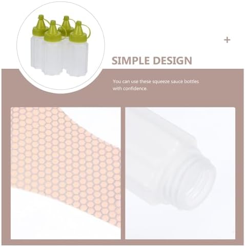 Luxshiny 4PCS Condiment Squeeze Bottles with Green Cap
