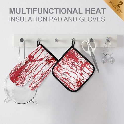 QUGRL Custom Halloween Blood Oven Mitt Set