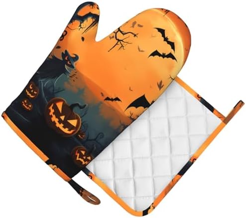 ZHANLEI Orange Halloween Oven Mitts 2pcs Set