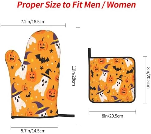 Heat Resistant Oven Mitts Set of 3 with Hat Design