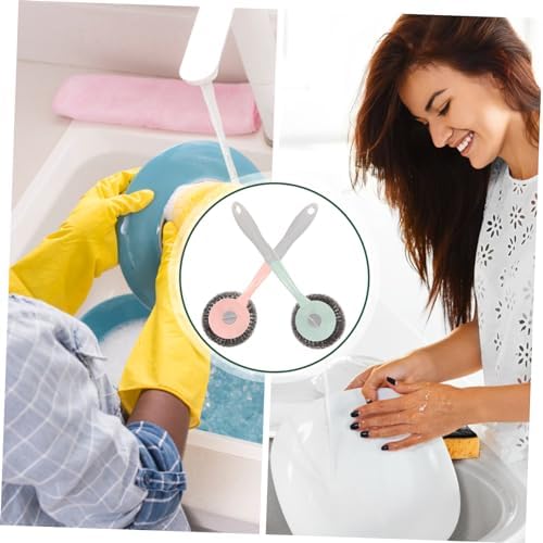 Minkissy 2pcs Pot Pan Brush Kitchen Cleaning Brush Light Grey