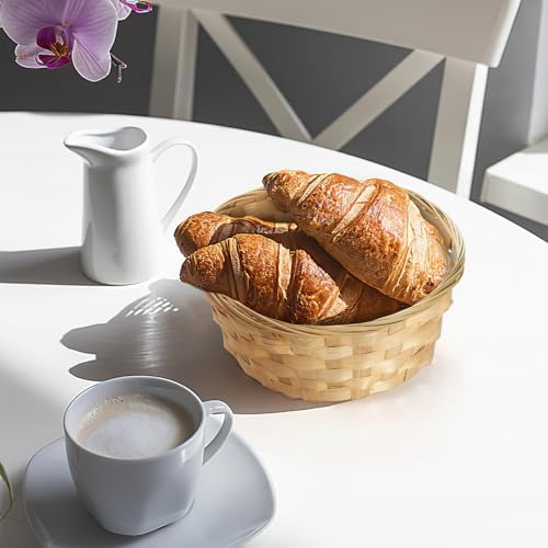 TOPZEA 10 Pack Round Bamboo Wicker Food Baskets