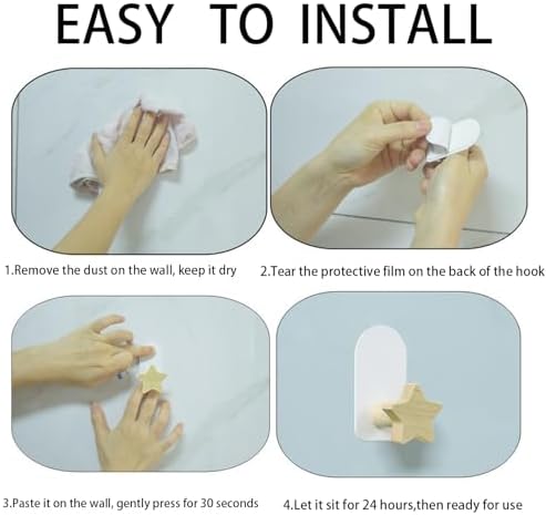8 PCS Star Shaped Hooks Adhesive Wall Mounts for Kids Room