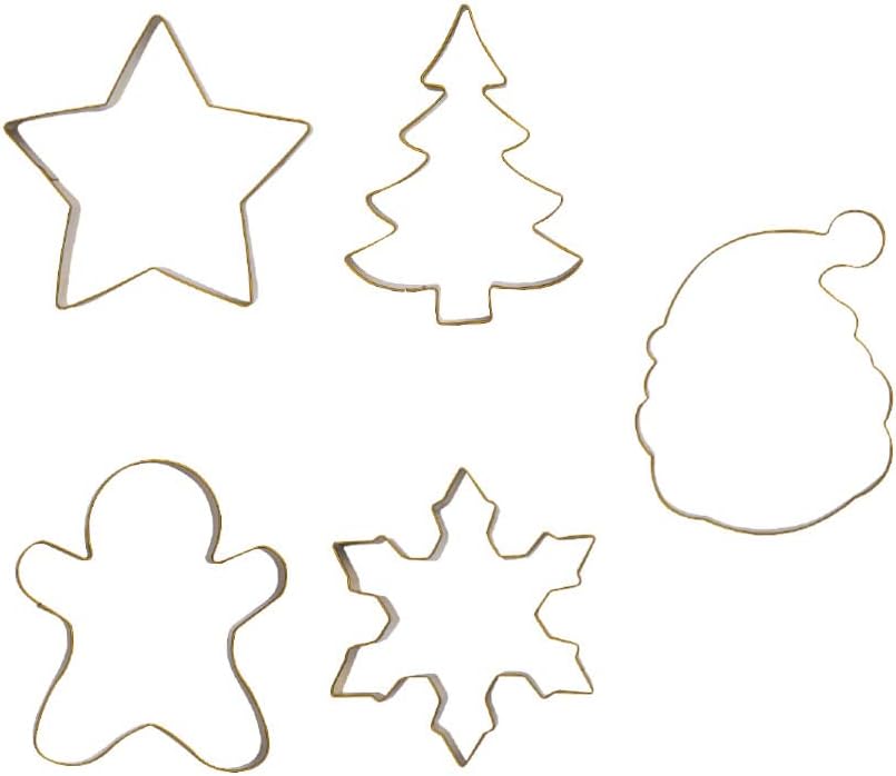 DECORA 0255410 Set of 5 Golden Christmas Cookie Cutters