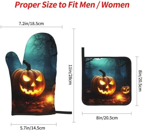 Happy Halloween Pumpkins Oven Mitts 4-Piece Set