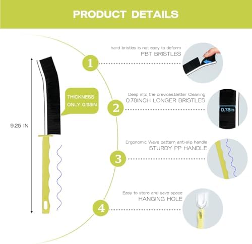 Crevice Cleaning Brush - PBT Stainless Steel for Tight Spaces