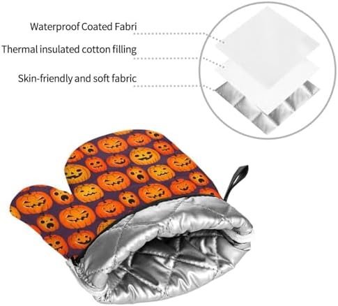 Lukbfall Halloween Funny Pumpkins Oven Mitts 4 Pcs Set
