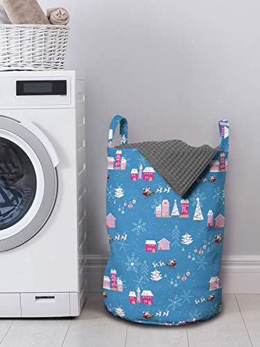Ambesonne Christmas Laundry Bag - 13x19 Sea Blue Multicolor