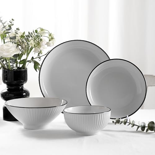 Christian Siriano Lustra Dinnerware Set for 4 16-Piece Stoneware