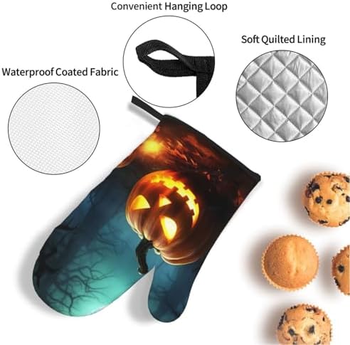 Happy Halloween Pumpkins Oven Mitts 4-Piece Set