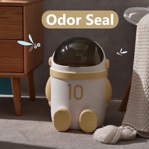 URALFA Astronaut Trash Can 12L Khaki with Swing Lid