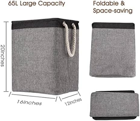 Restokki Laundry Baskets with Handle 65L Collapsible Oxford Cloth Hamper