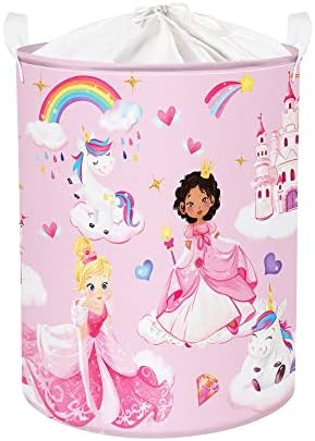 Clastyle Unicorn Princess Laundry Hamper with Lid and Handle
