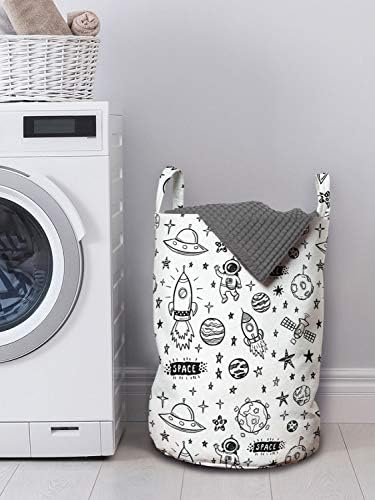 Ambesonne Astronaut Laundry Bag - 13 x 19 Charcoal Grey and White