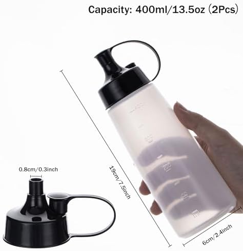 Deesoo 400ml Translucent Condiment Squeeze Bottles 2 Pack 1