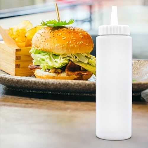 BRIGHTFROM 8 Oz Clear Condiment Squeeze Bottles 2 Pack