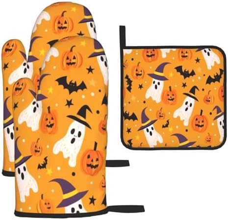 Heat Resistant Oven Mitts Set of 3 with Hat Design