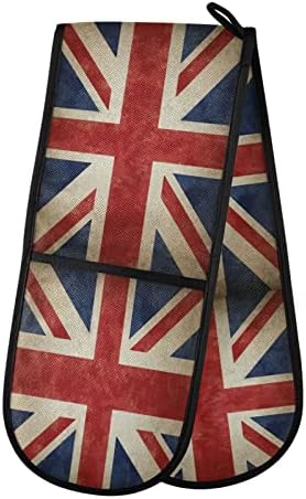 Quteprint Long Double Oven Mitts with UK Flag Pattern