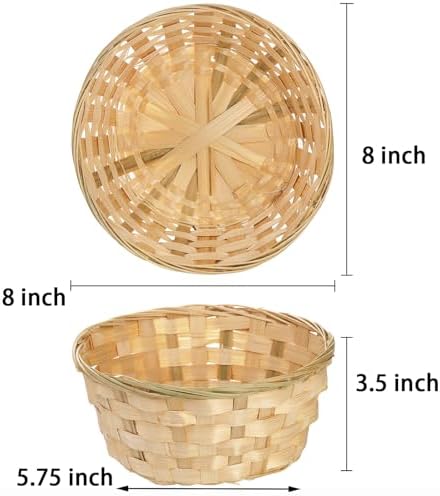TOPZEA 10 Pack Round Bamboo Wicker Food Baskets