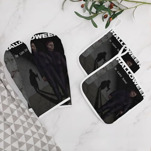 ZHANGXM Halloween Michael Myers Oven Mitts and Pot Holders Set