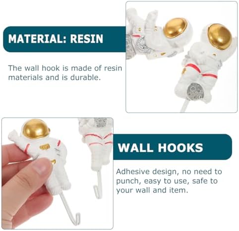 4pcs Creative Astronaut Wall Hooks for Smooth Surfaces