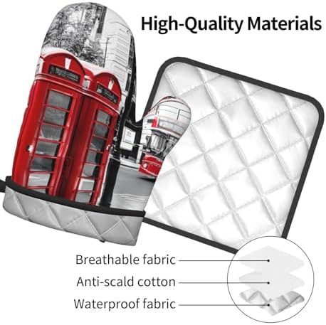 Quopvn Telephone Booth Oven Mitts and Pot Holders 2pcs Set