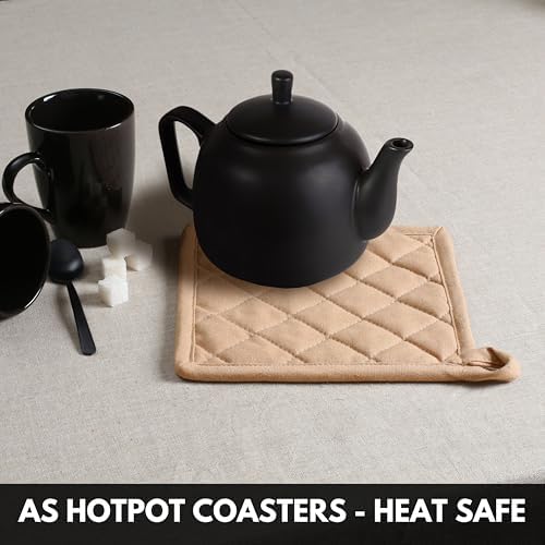 Softopia Cotton Oven Mitts Potholders Set of 4 Beige