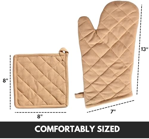 Softopia Cotton Oven Mitts Potholders Set of 4 Beige