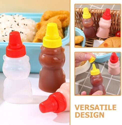 Alipis 12pcs Mini Ketchup Bottles with Screw Cap Bear Shape Condiment Jars