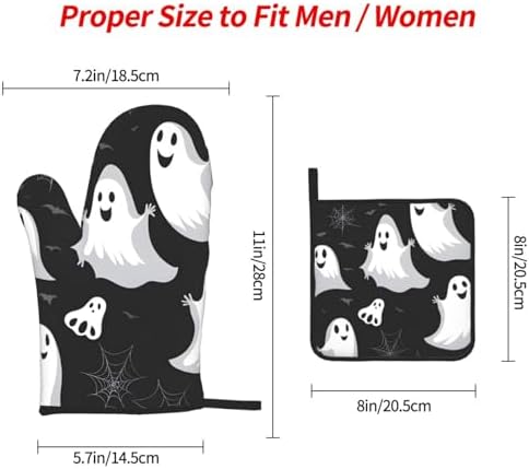 YYHHAOFA Kitchen Baking Set of 3 - Oven Mitts and Pot Holder