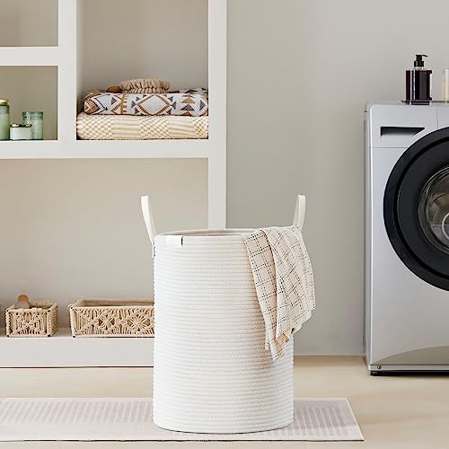 VIPOSCO Tall Laundry Basket 58L White Woven