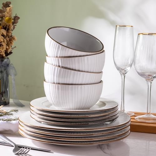 GBHOME Ceramic Dinnerware Set 12 Pcs Modern Elegant