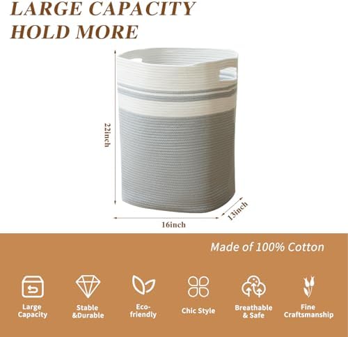 Casaphoria Woven Rope Laundry Hamper - Light Gray