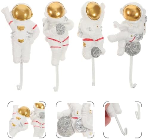 4pcs Creative Astronaut Wall Hooks for Smooth Surfaces