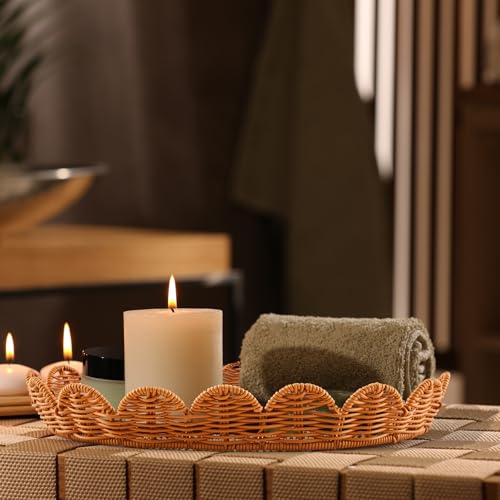 Juexica 3 Pcs Scalloped Wicker Storage Basket Set 1