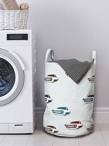 Ambesonne Car Laundry Bag - 13x19 Retro Muscle Cars