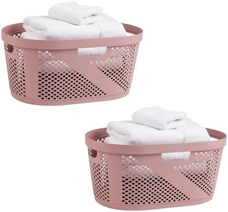 Mind Reader 40L Laundry Basket Set of 2 Pink