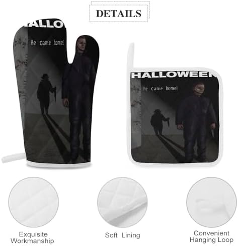 ZHANGXM Halloween Michael Myers Oven Mitts and Pot Holders Set
